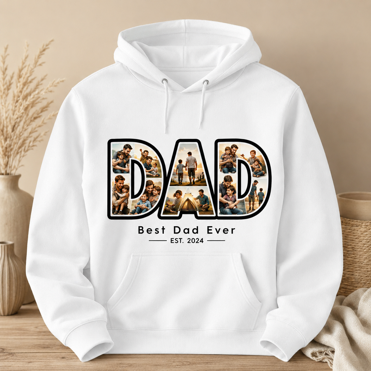 עיצוב אותיות DAD עם תמונות בפנים